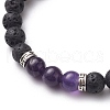 Round Natural Lava Rock Beaded Stretch Bracelets BJEW-JB05506-3