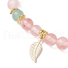 Natural Green Aventurine and Synthetic Cherry Quartz Glass Stretch Bracelets BJEW-JB11961-4