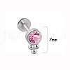 316L Surgical Stainless Steel & G23 Titanium & Rose Rhinestone Flat Round Cartilage Earrings WGA7630-09-1