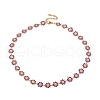 Enamel Daisy Link Chain Necklace NJEW-P220-01G-02-1