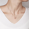 925 Sterling Silver Clear Cubic Zirconia Ring with Leaf Pendant Cable Chain Necklaces for Women ID6587-4