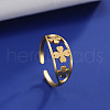 304 Stainless Steel Clover Open Cuff Ring RJEW-F149-04G-5
