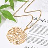 304 Stainless Steel Hollow Arabic Flat Round Pendant Box Chain Necklaces for Women Men NJEW-R013-01G-1