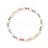 Colorful Seed & Natural Pearl Beaded Stretch Bracelet for Women BJEW-JB09217-1