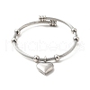 304 Stainless Steel Heart Charms Cuff Bangle BJEW-P283-07P-1