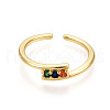 Brass Micro Pave Cubic Zirconia Cuff Rings for Women KK-T070-112-3