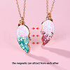 2Pcs Fashionable Alloy Resin BFF Glitter Heart Magnetic Pendant Necklaces for Women FS-WGCB8A0-01-3