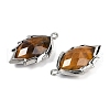 Natural Tiger Eye Faceted Leaf Pendants G-I375-04P-26-2