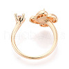 Windmill Brass Micro Pave Clear Cubic Zirconia Cuff Ring Settings KK-T076-36-3