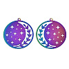 Ion Plating(IP) 201 Stainless Steel Filigree Pendants STAS-S118-022-2