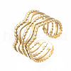 304 Stainless Steel Wave Open Cuff Ring RJEW-T023-34G-3