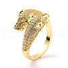 Cubic Zirconia Double Snake Open Cuff Ring RJEW-C024-01G-3