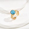 Vintage Style Stainless Steel & Oval Synthetic Turquoise Cuff Ring for Holiday Gift QB7090-4
