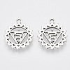Tibetan Style Alloy Chakra Pendants TIBEP-Q060-22AS-RS-1