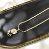 304 Stainless Steel Clear Cubic Zirconia Flat Round Virgin with Feather Pendant Necklaces NJEW-H055-04G-2