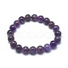 Natural Amethyst Bead Stretch Bracelets X-BJEW-K212-A-034-5