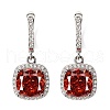 925 Sterling Silver Pave Cubic Zirconia Square Hoop Earrings EJEW-C150-01A-01-4