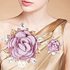 Cloth Rose with Crystal Rhinestone Brooch Pin JEWB-WH0028-13LG-3