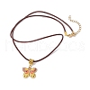 Alloy Enamel Butterfly Pendant Necklaces NJEW-JN04580-6