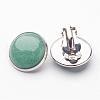 Natural Green Aventurine Brass Clip-on Earrings EJEW-A051-A009-2