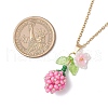Glass Seed Beaded & Imitation Pearl Flower Pendant 304 Stainless Steel Cable Chain Necklaces for Women NJEW-MZ00115-05-3