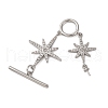 Brass Micro Pave Clear Cubic Zirconia Toggle Clasps KK-A223-36P-1