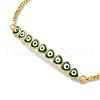 Enamel Heart with Evil Eye Link Slider Bracelet with Cubic Zirconia BJEW-E015-05G-M-3