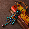 Ethnic Style Synthetic Turquoise & Natural Red Jasper & Natural Yellow Agate Teardrop Tassel Pendant Necklaces FS-WG6AE62-01-3