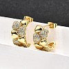 Brass Micro Pave Clear Cubic Zirconia Stud Earrings for Women EJEW-U056-02A-G-1