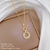 Double Rings 304 Stainless Steel Micro Pave Clear Cubic Zirconia Pendant Necklaces FS-WG3DD11-01-4