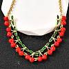 Brass Red Enamel Fruit Link Chain Necklaces NJEW-K287-04A-G-2