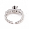 Clear Cubic Zirconia Diamond Open Cuff Ring RJEW-B028-23P-3