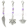 Flower/Crown/Wing Alloy & Glass Pendant Decorations HJEW-YW00005-1