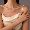 Stainless Steel Rotating Chain Clear Cubic Zirconia Ring TP6043-1-2