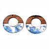 Transparent Resin & Walnut Wood Pendants X-RESI-T035-20-A02-2