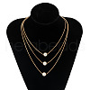 3Pcs Brass & Imitation Pearl Round Pendant Necklaces WGFA1C2-01-3
