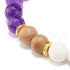 Mixed Stone & Wood Round Beads Stretch Bracelets for Women BJEW-JB07503-7