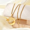 304 Stainless Steel Crescent Moon Star Pendant Twisted Chain Necklaces NJEW-S387-07G-1
