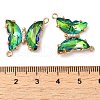 Brass Pave Faceted Glass Connector Charms FIND-Z020-04O-3