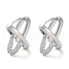 Brass Micro Pave Clear Cubic Zirconia Hoop Earrings EJEW-C121-11P-1