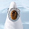 Oval Natural Tiger Eye Finger Rings RJEW-M063-01P-13-2