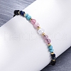 Faceted Round Natural Black Agate & Sodalite & Rose Quartz & Quartz Crystal Braided Bead Bracelets BJEW-F493-09G-02-3