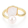Mother's Day Jewellery Natural Pearl Open Cuff  Ring with Msilver-Lipped Pearl Oyster PEAR-N022-C11-2