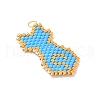 Handmade Glass Seed Beaded Cat Shape Pendants PALLOY-MZ00604-02-2