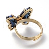 Adjustable Brass Glass Finger Rings RJEW-P148-A01-17-3