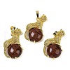 Gemstone Ball with Leopard Shape Brass Pendants KK-F887-04G-2