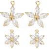 Beebeecraft 6Pcs 2 Style Brass Micro Pave Clear Cubic Zirconia Pendants ZIRC-BBC0002-48-1