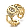 Brass Micro Pave Clear Cubic Zirconia Open Cuff Rings for Women RJEW-K289-02G-O-4