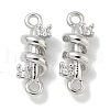 Rack Plating Brass Clear Cubic Zirconia Vortex Connector Charms KK-L224-069P-1
