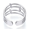 Non-Tarnish 304 Stainless Steel Four Line Open Cuff Ring RJEW-N040-07-3